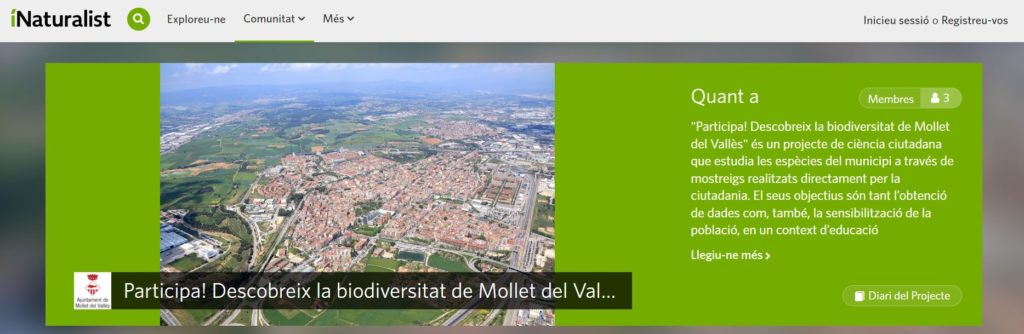 Projecte Participa! Descobreix la biodiversitat de Mollet del Vallès